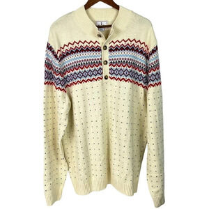 Classic Prep Men’s Sweater Size XXL 1/4 Button Knit Fair Isle Nordic Retail $125